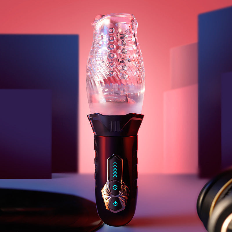 Popular Bellucci rotating transparent crystal vibrating aircraft cup men's masturbator adult sex toys
