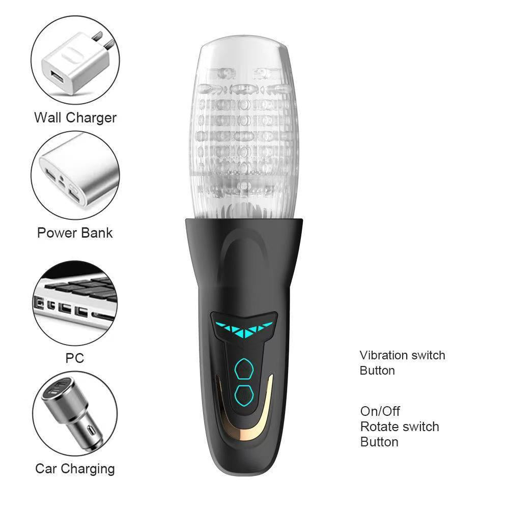 Popular Bellucci rotating transparent crystal vibrating aircraft cup men's masturbator adult sex toys