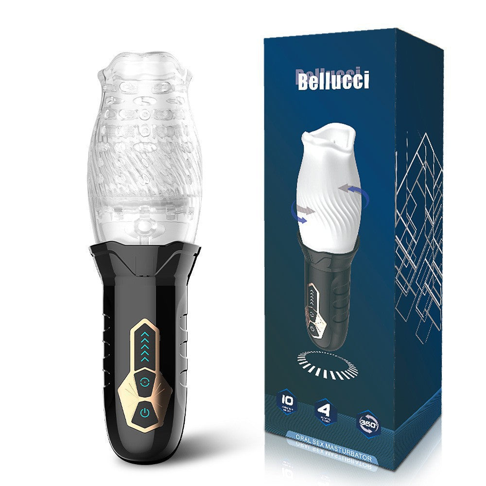 Popular Bellucci rotating transparent crystal vibrating aircraft cup men's masturbator adult sex toys